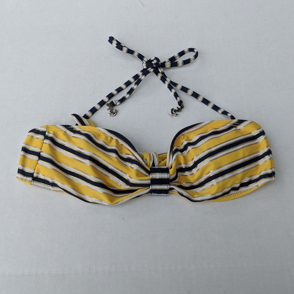 Xhiliration Nautical Bandeau Bikini Top